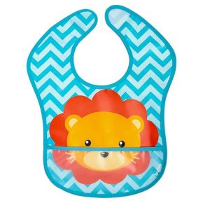 Babador Impermeável para Bebê, com Bolso e Fechamento em Velcro - Tema Leão - BIB1