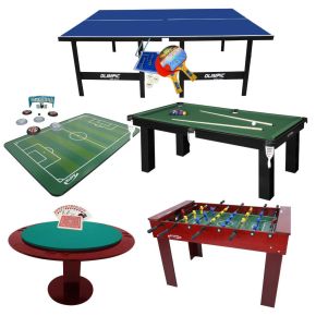 Kit / Combo MultiJogos Klopf com Ping-Pong, Futebol de Botão, Sinuca, Carteado e Pebolim - Cód.1559