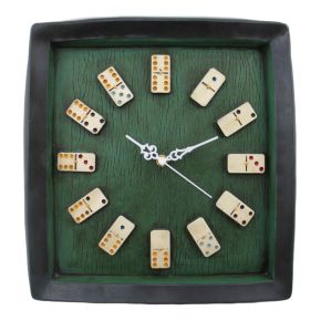 Relógio De Parede Decoração Dominó - 31x33cm - Produção Artesanal Brasileira  - Cód. BR202